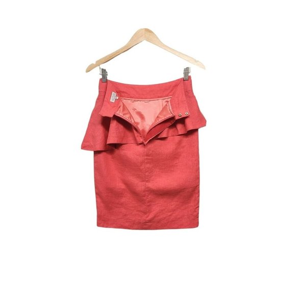 Pink Martini Womens Size XS Linen Coral Peplum Skirt Kick Pleat Office W… - Picture 3 of 8